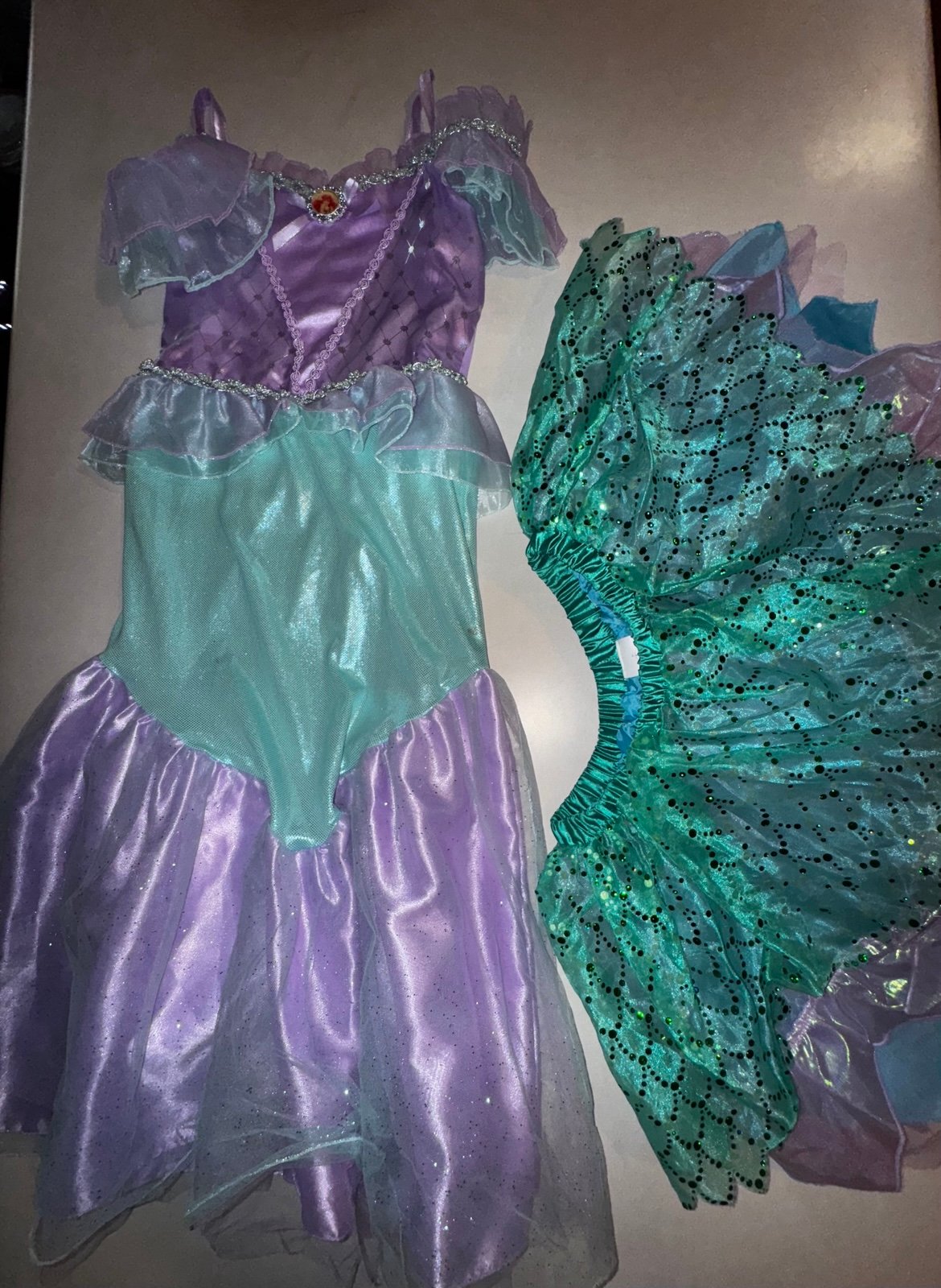 Disney Store Ariel Little Mermaid Costume Tutu Dress Set 10/12 Kids