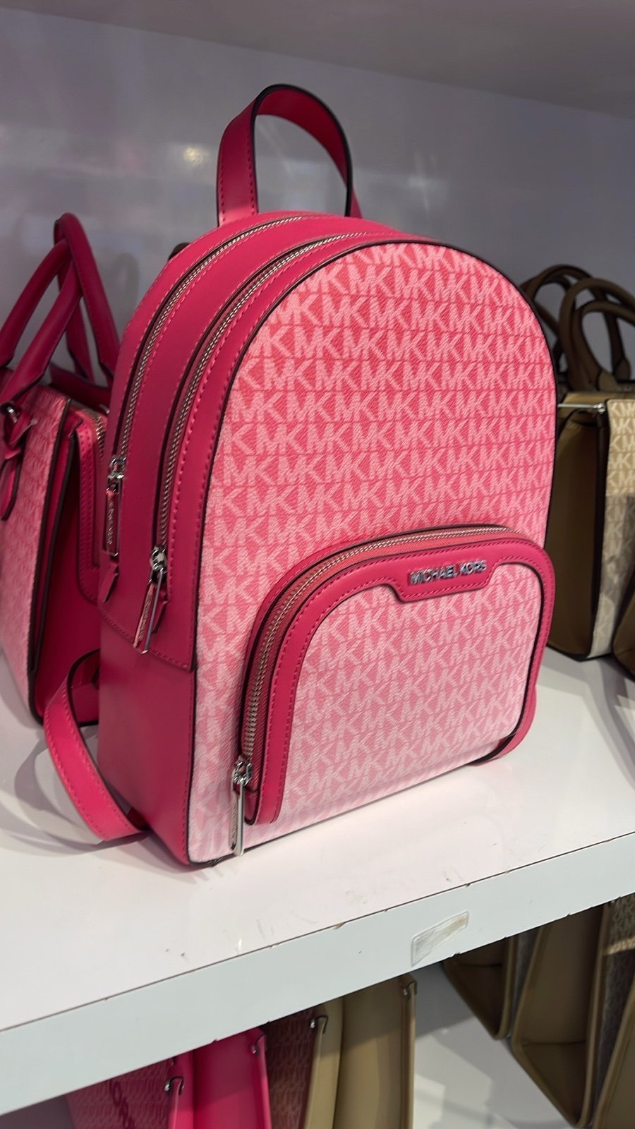 Michael Kors Jaycee Medium Ombré Signature Logo Backpack DRAGONFRUIT NWT