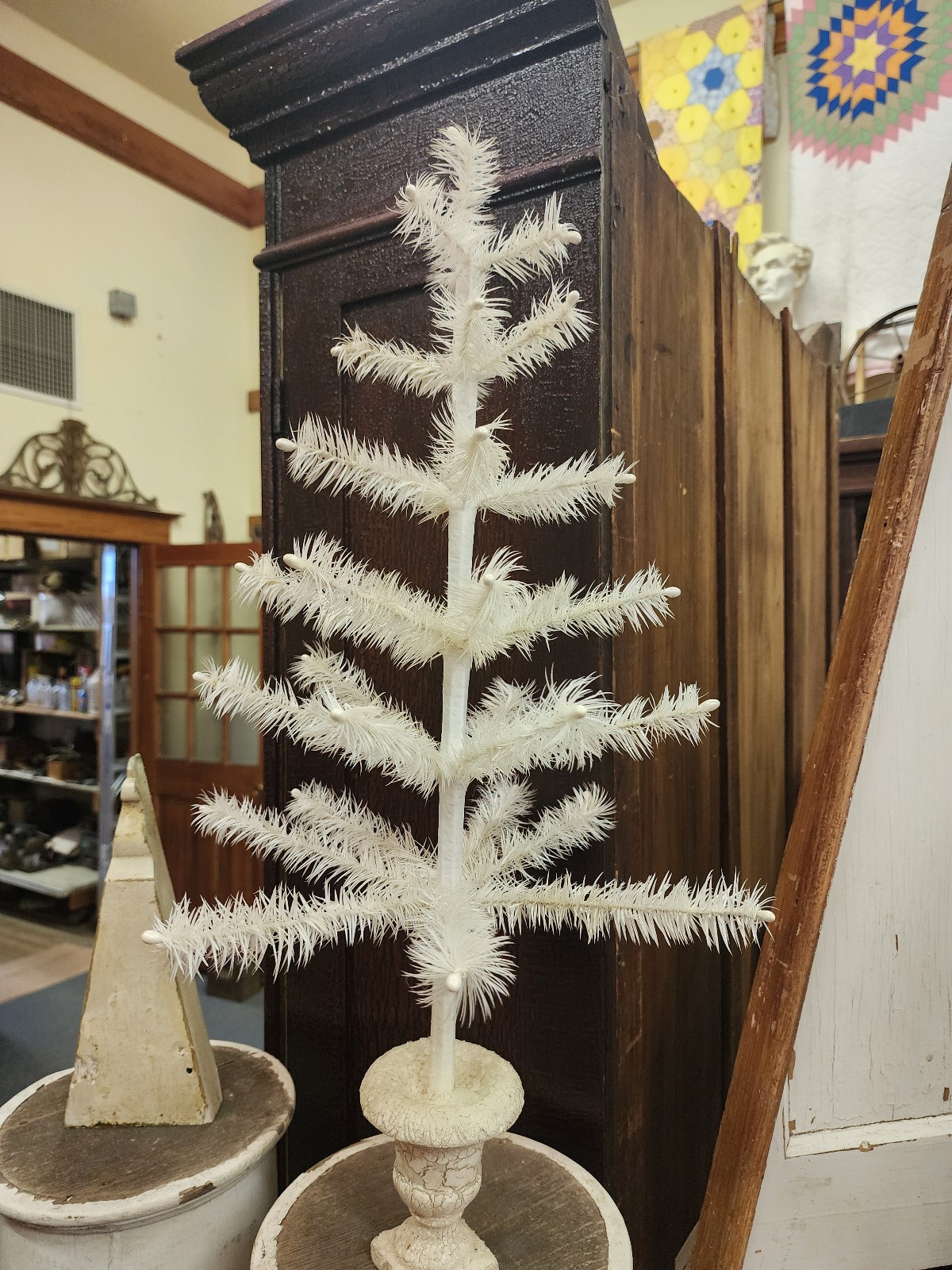 Antique white feather tree