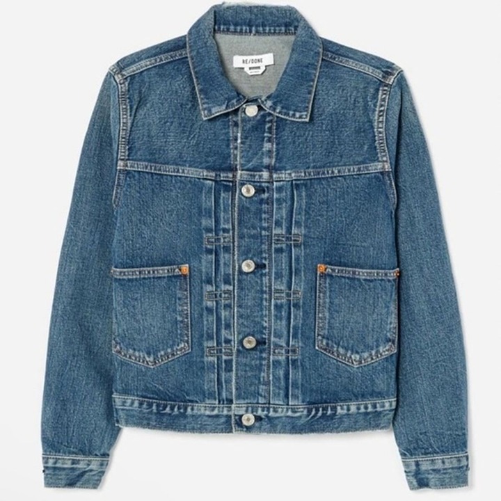 365 NWT RE/DONE 60s STONED SHRUNKEN DENIM JACKET SZ SMALL