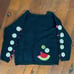 Marisa Christina Kids Cotton Fruit Beaded Appliqué Black Sweater size Medium