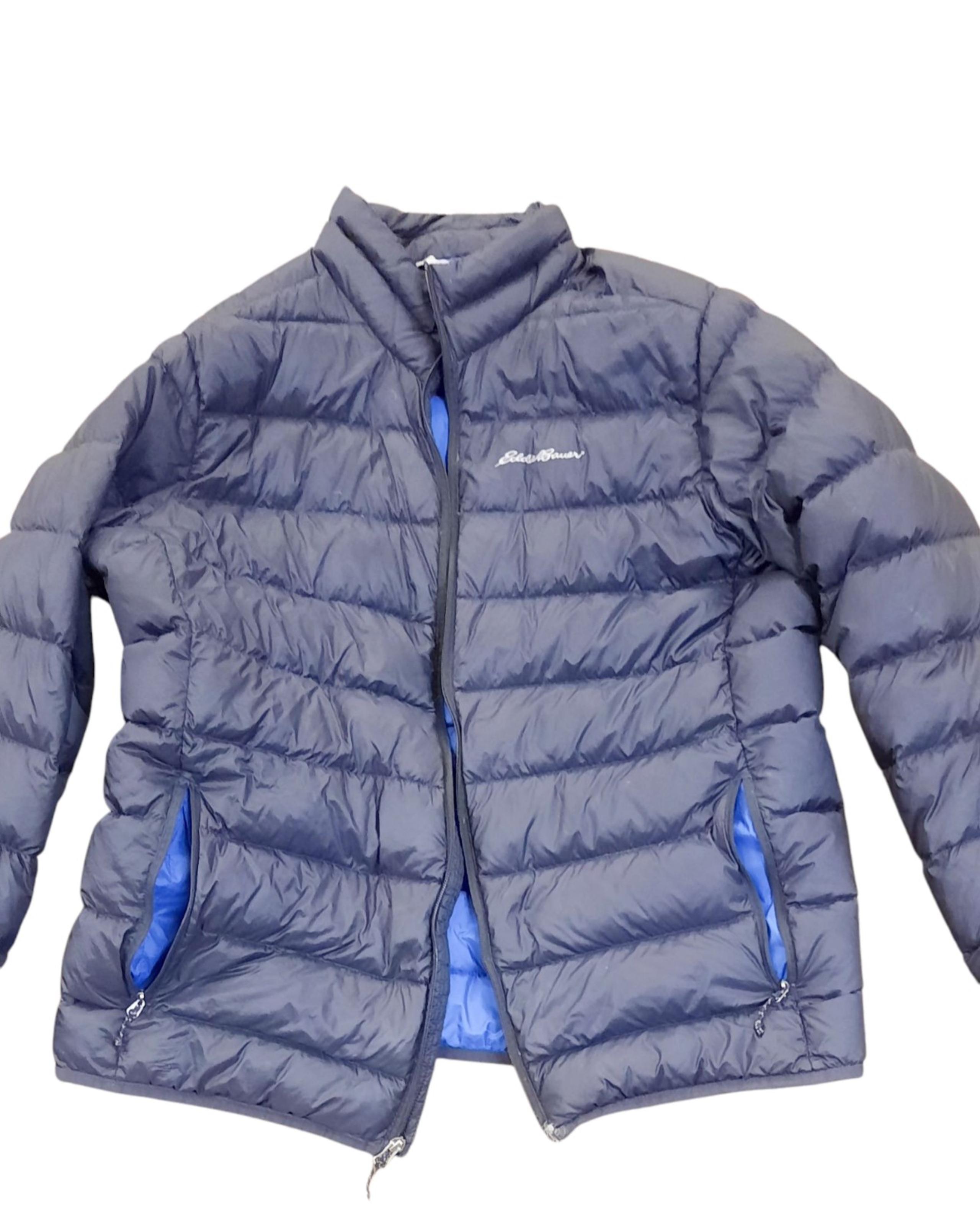 Eddie Bauer Jacket Mens Down Puffer EB650 Full Zip Navy Blue