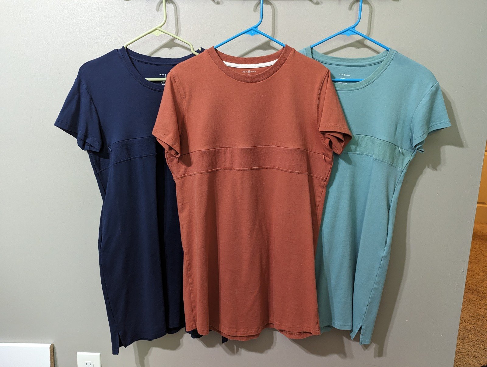 THREE Movemama nursing friendly breastfeeding T-shirt dresses