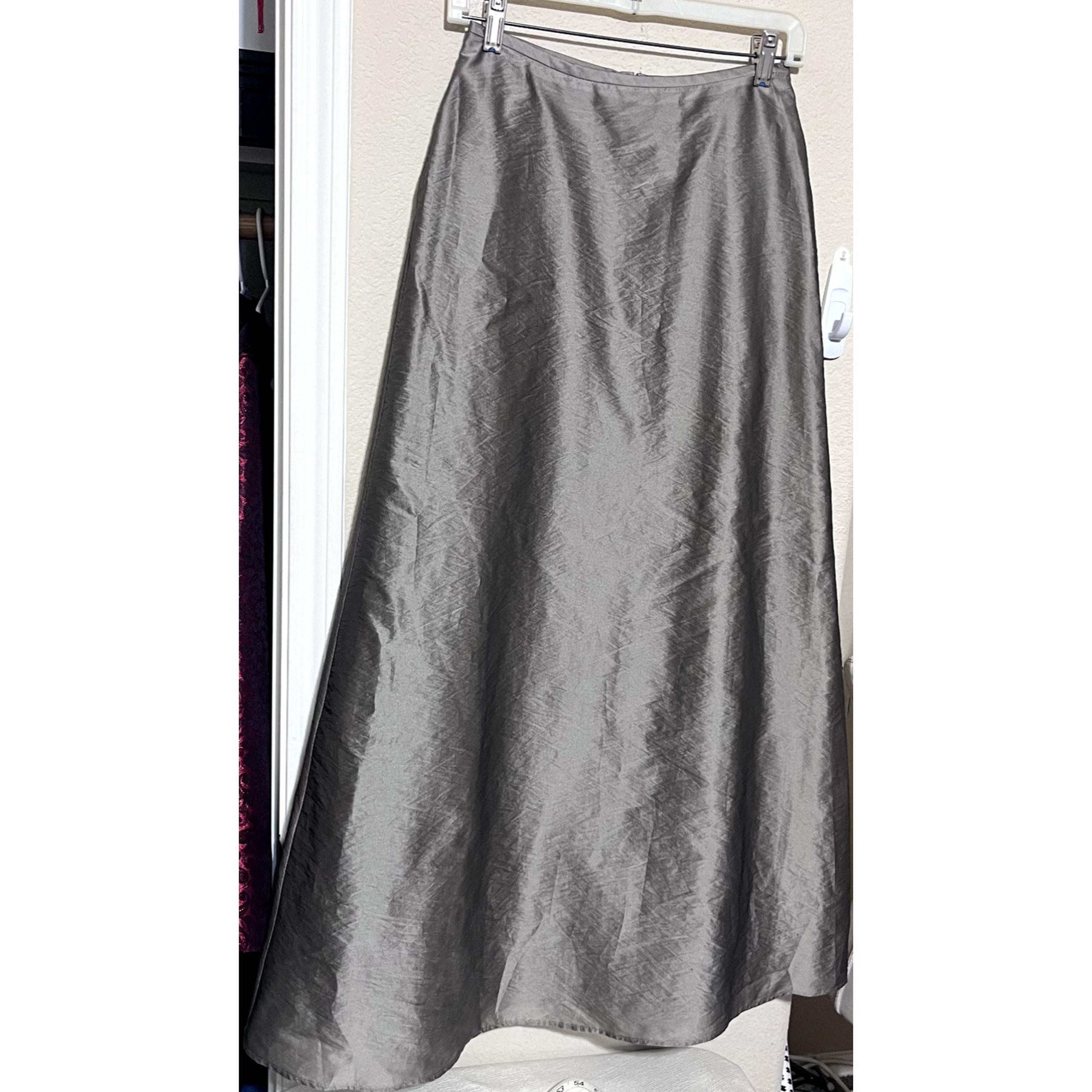 Laundry by Shelli Segal Grey Skirt Taffeta Long Maxi Formal sz XS/2 VTG 90s USA
