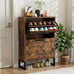 Shoe Cabinet Storage 2-Flip Drawer Bottom Shelf Metal Leg Entryway Sneakers Rack