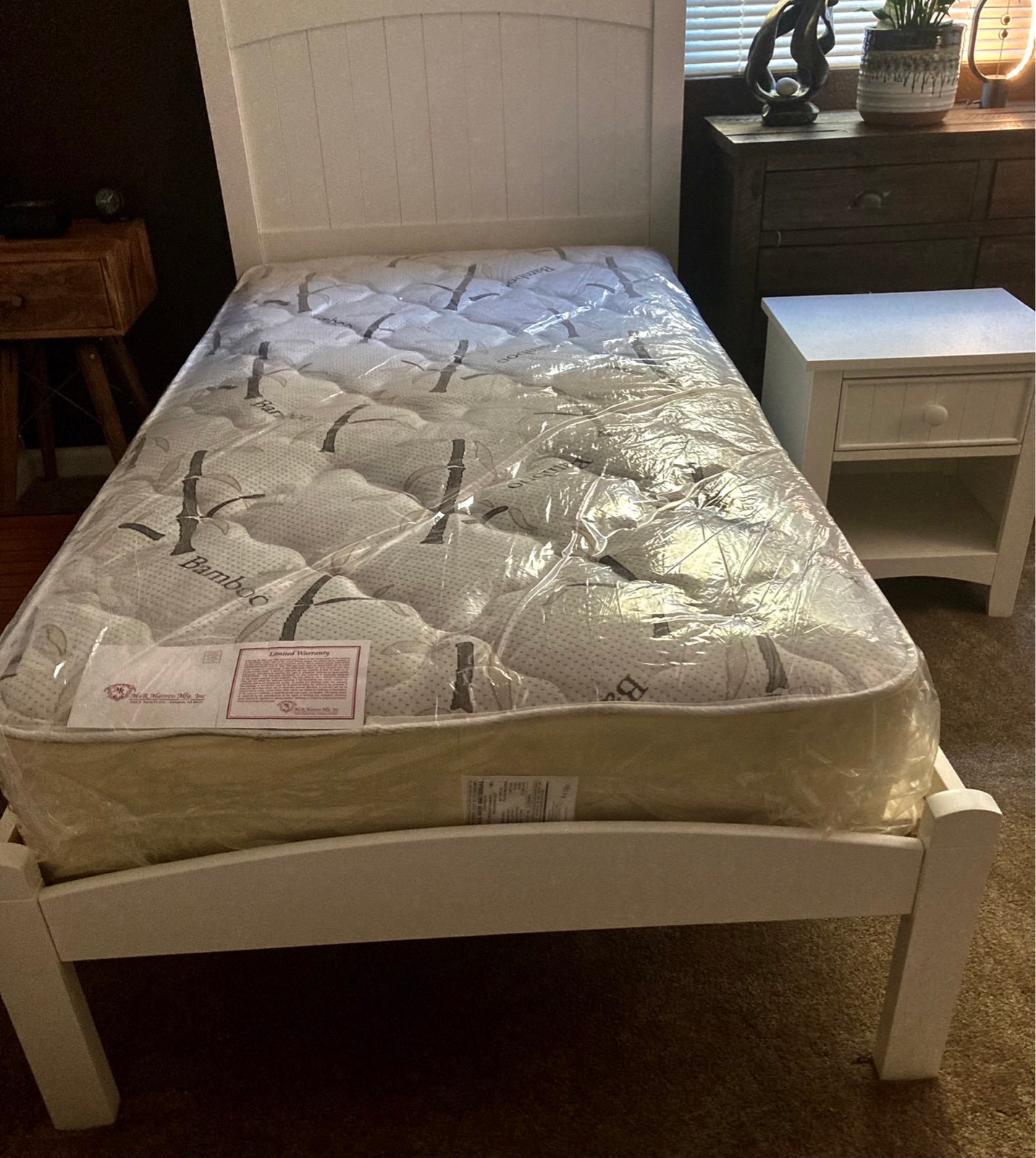 Childs twin bed with night stand