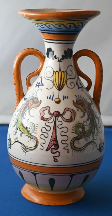 Vintage Italian Pottery Pitcher Hand-Painted Vase 7 Signed Numbered