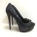 Schutz Fernanda Black & Purple Glitter Cap Toe Stiletto High Heels