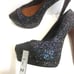 Schutz Fernanda Black & Purple Glitter Cap Toe Stiletto High Heels