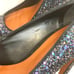 Schutz Fernanda Black & Purple Glitter Cap Toe Stiletto High Heels
