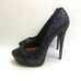 Schutz Fernanda Black & Purple Glitter Cap Toe Stiletto High Heels