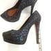 Schutz Fernanda Black & Purple Glitter Cap Toe Stiletto High Heels