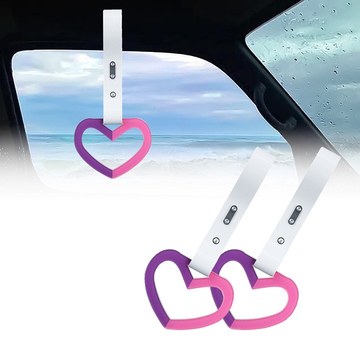 NEW 2PCS DOUBLE COLOR HEART JDM TSURIKAWA RING White Handle Strap Drift Charm