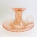 ANTIQUE ZABKOWICE PINK GLASS CANDLE STICK HOLDERS WITH HANDLE