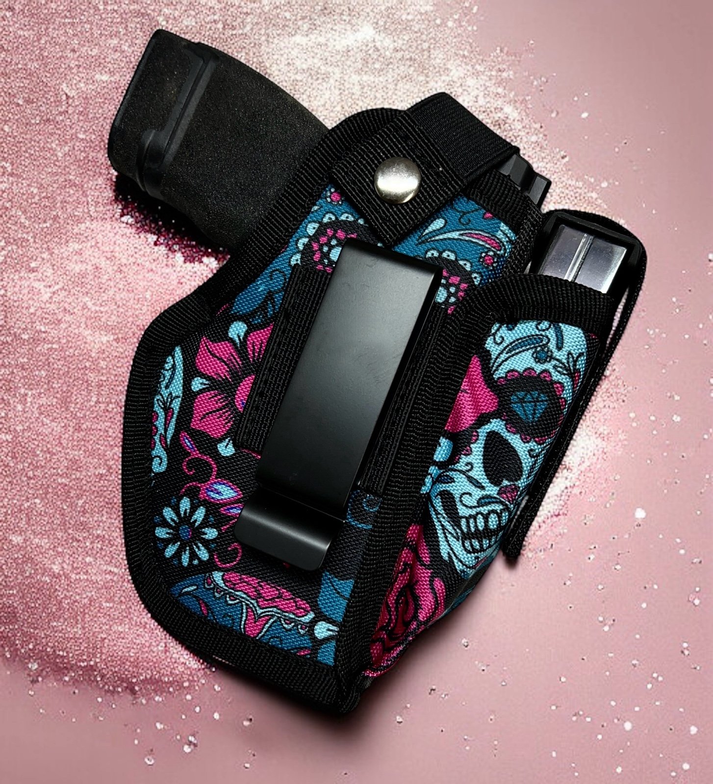Skull & Florals Right Left Hand Belt Holster + Mag Pouch Springfield Hellcat 3”