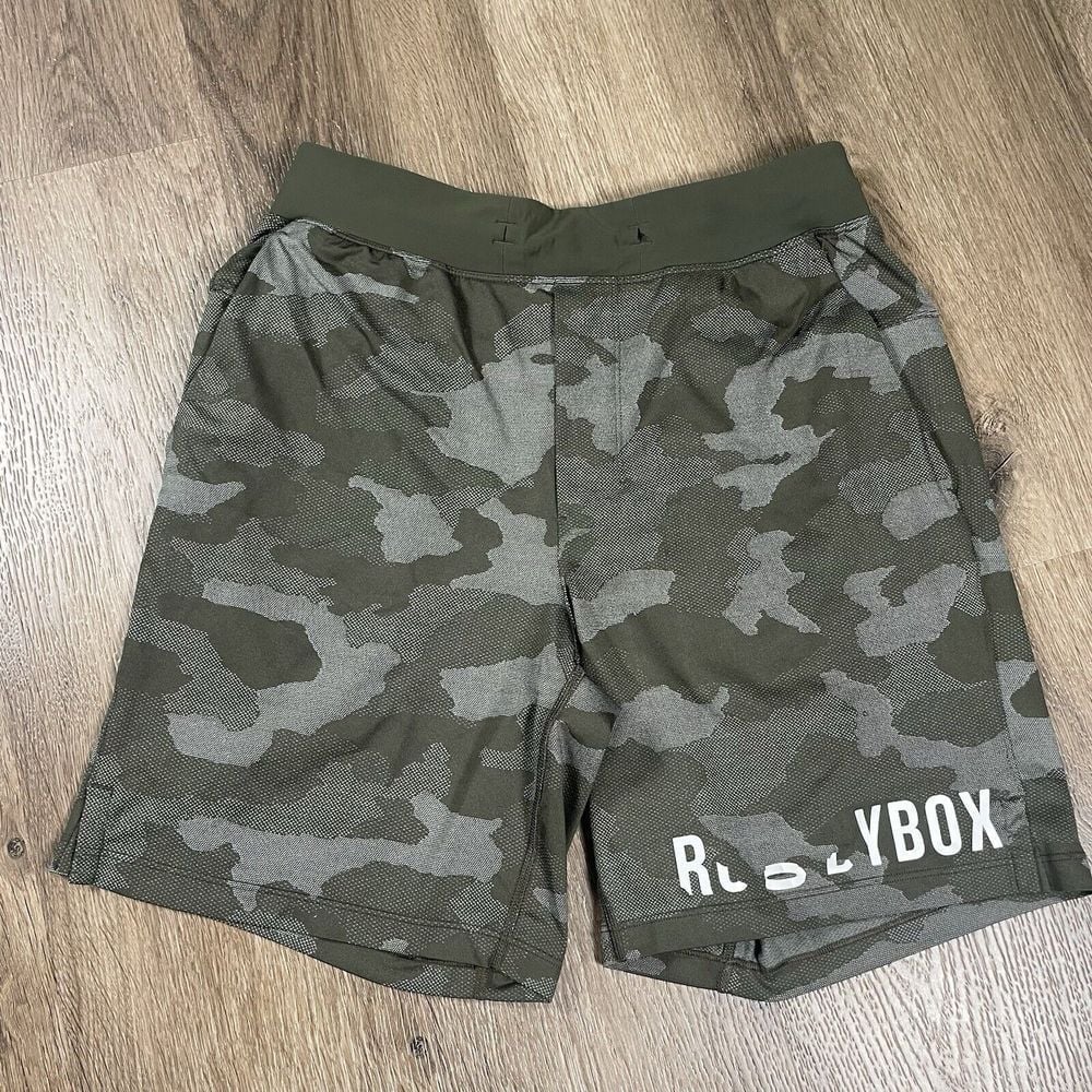 Lululemon T.H.E. Short 7 Mesh Linerless Mens Small Green Camo Gym Rowdybox