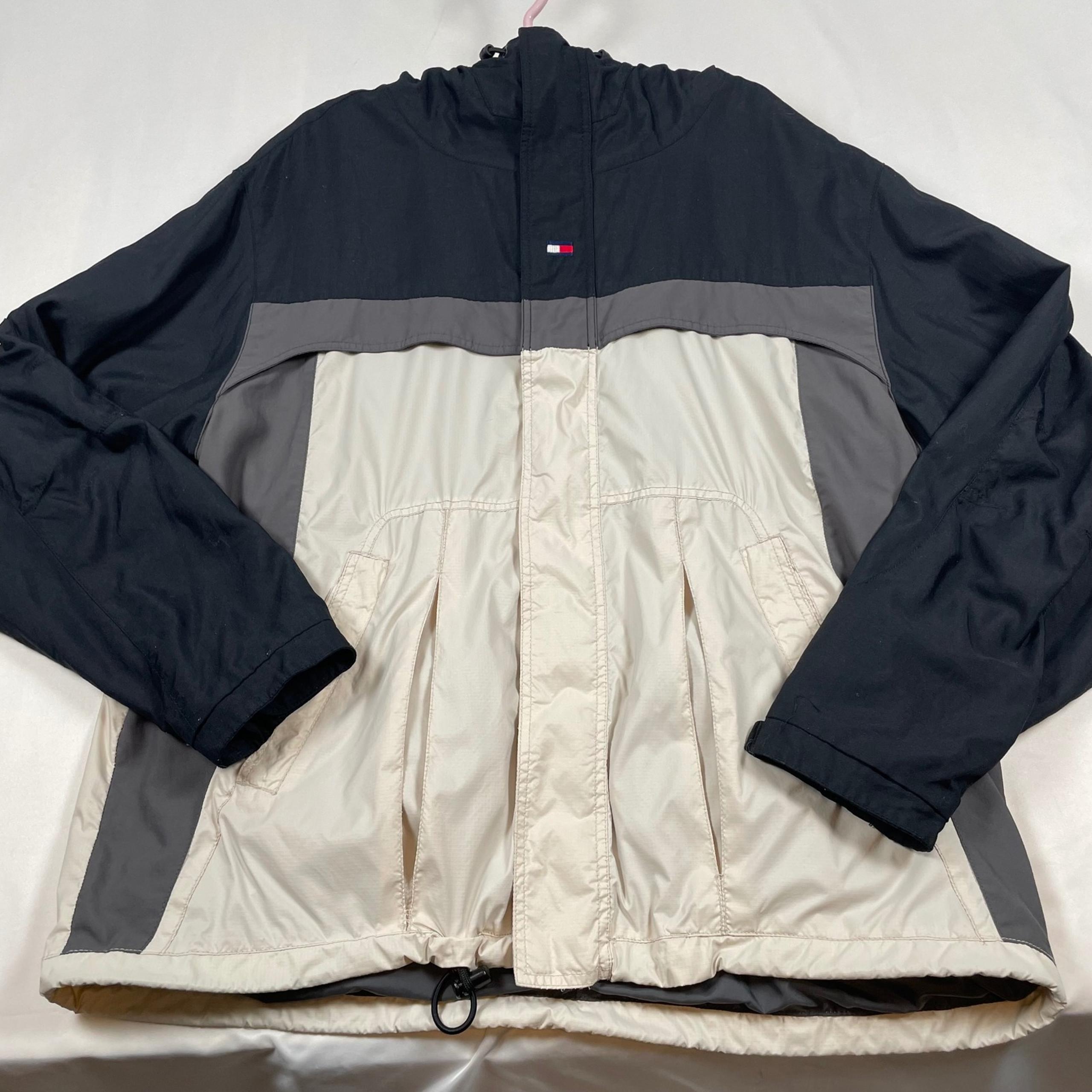 Vintage Tommy Hilfiger Color Block Windbreaker Jacket Hooded Lightweight Zip