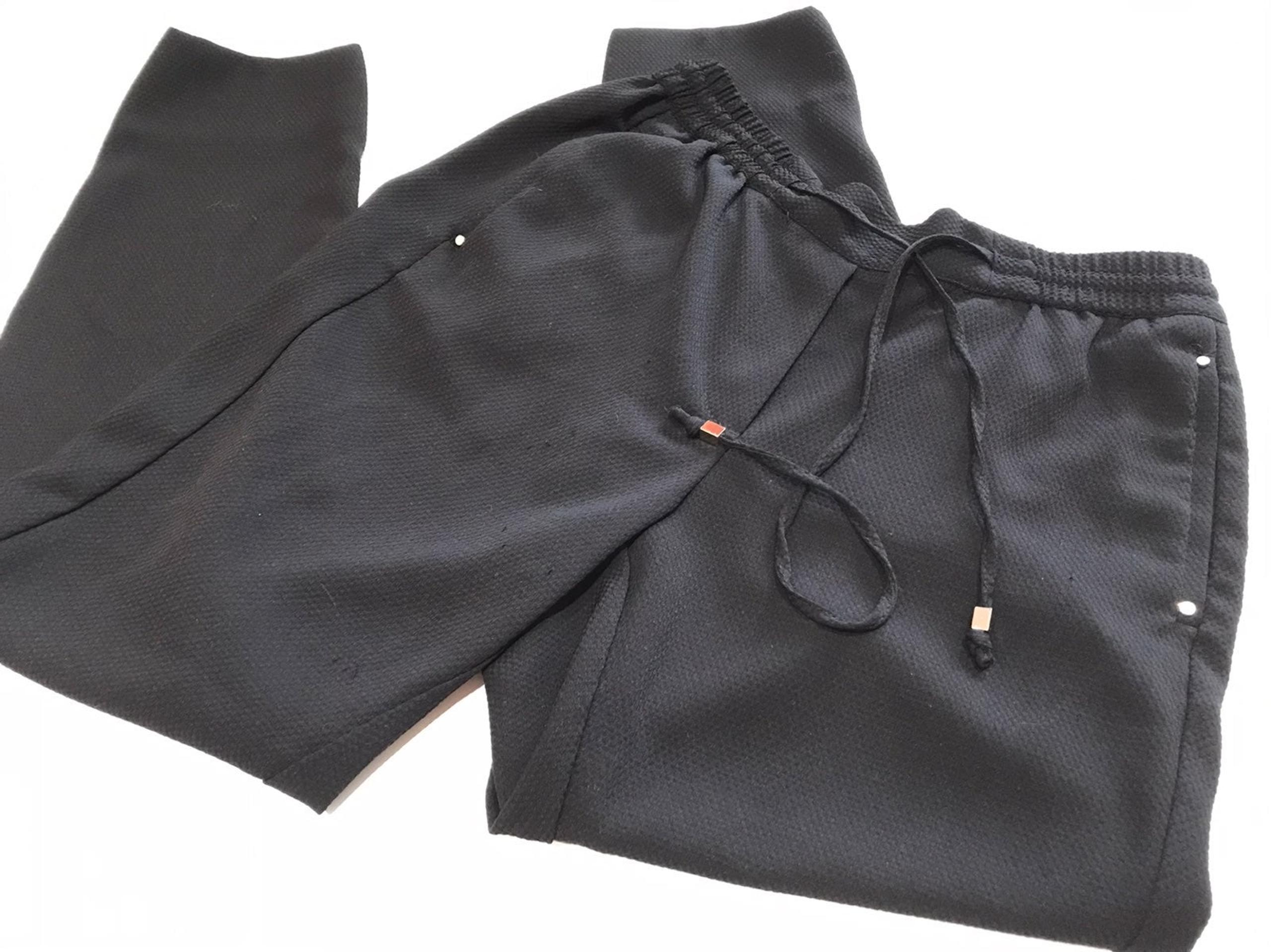 Women’s Black Ankle Drawstring Pants, 8