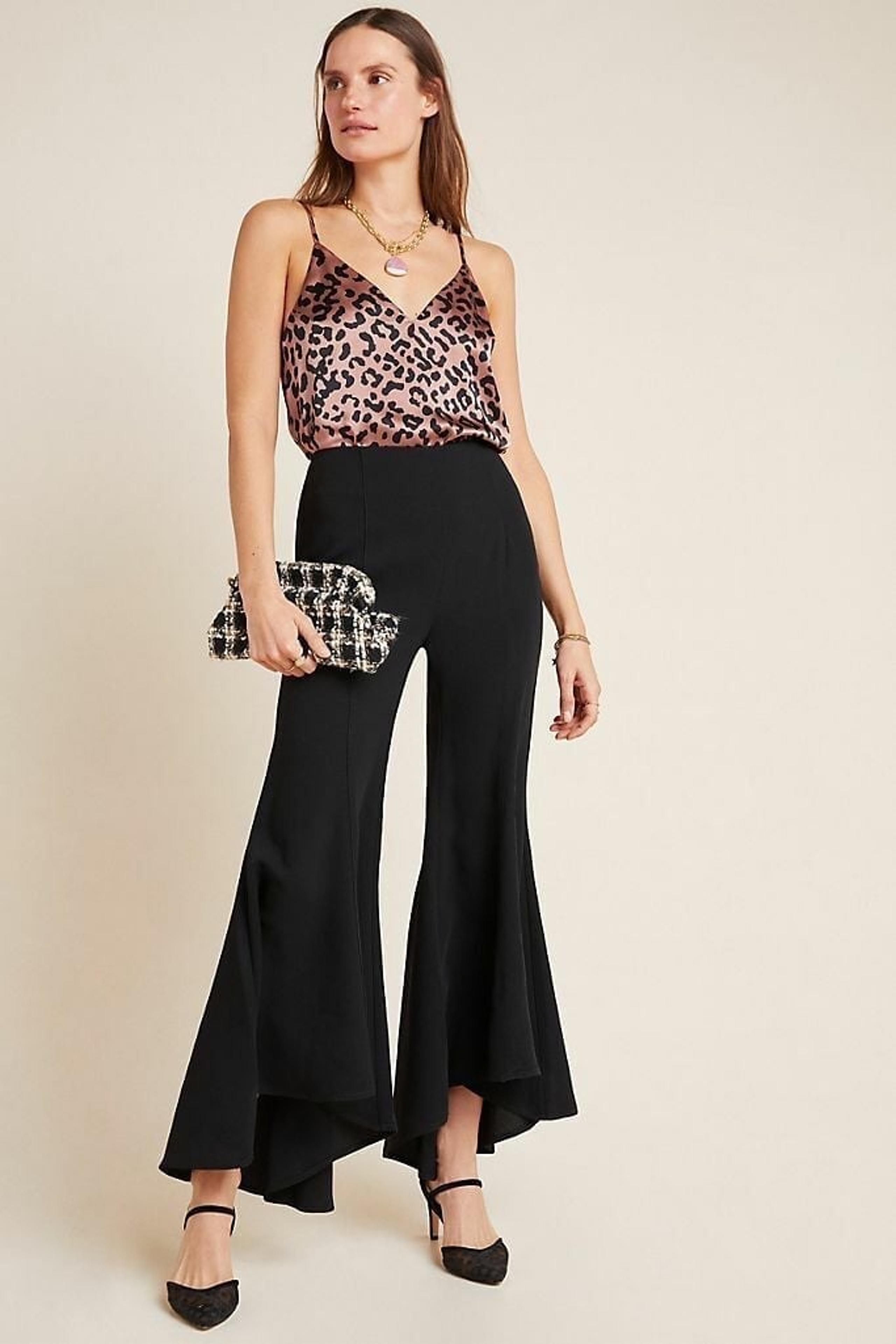 Anthropologie Black Tulip Hem Wide Leg Dress Pants