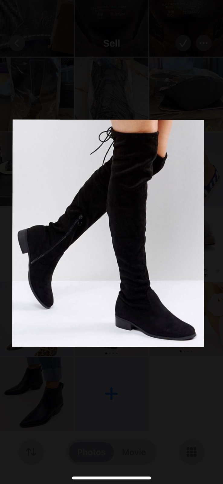 Black Suede Over-the-Knee lace up back Women's Boots by Public Desire