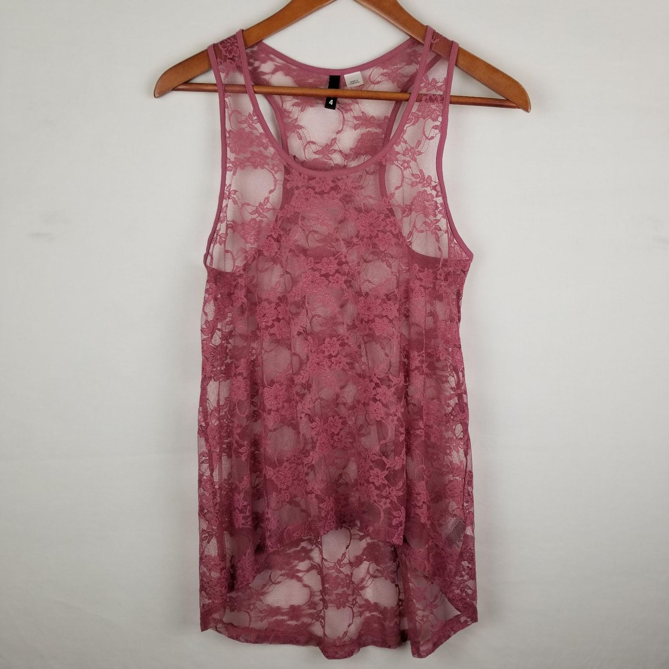 Divided by H&M Pink Sheer Tank Top Sz 4