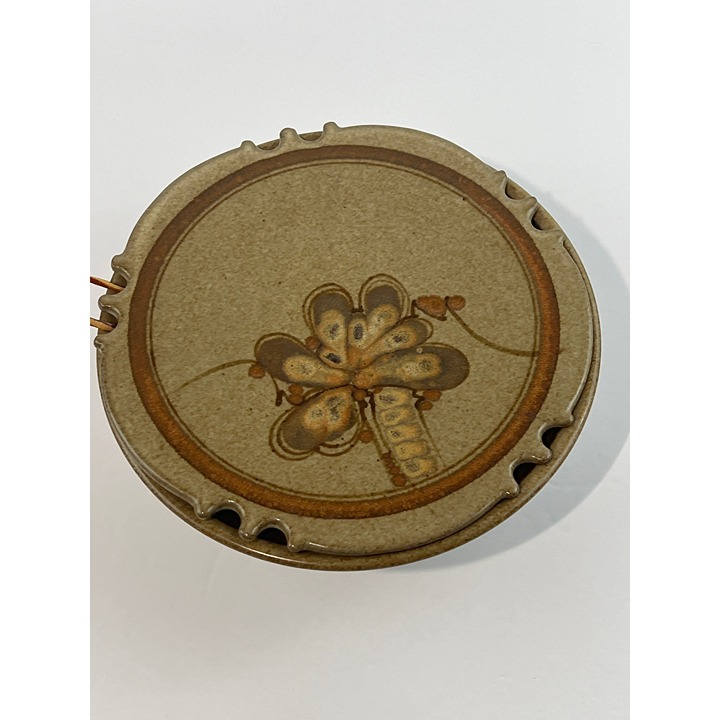 Handmade Stoneware Studio Art Pottery Decorative Floral Bowl with matching lid -