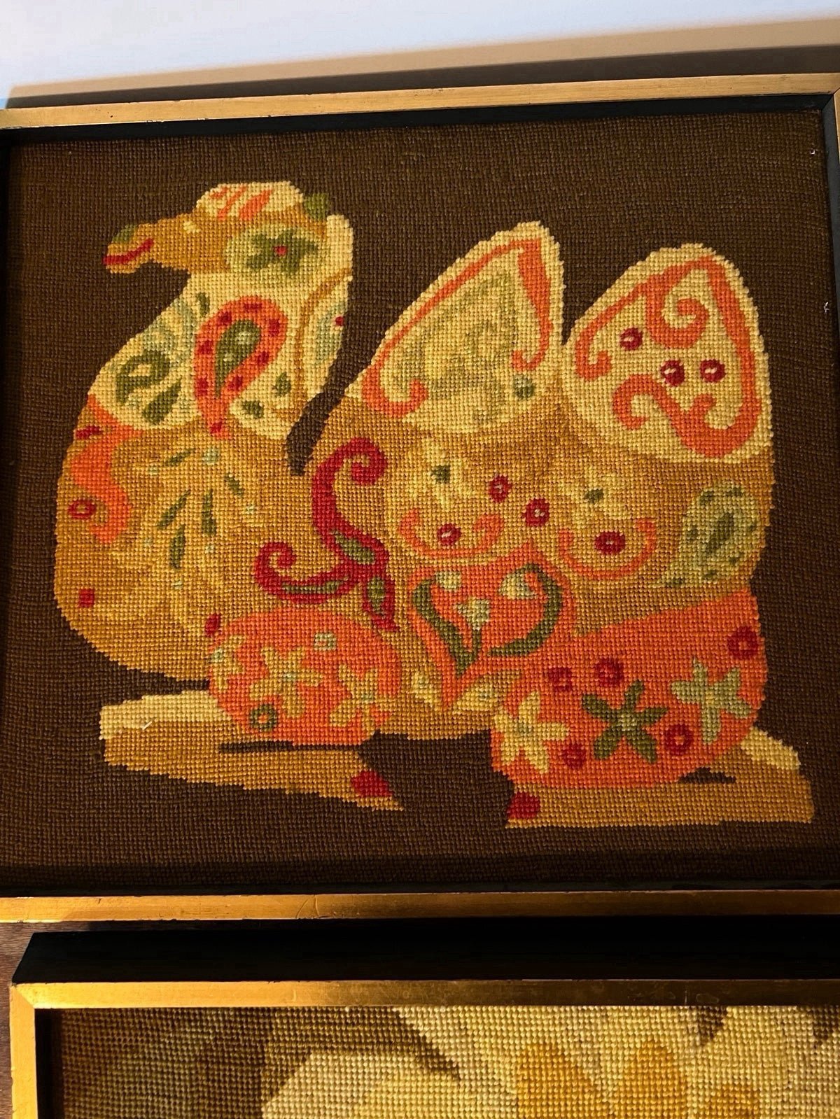 Mod Midcentury Hindu ‘Camel’ Embroidery Wall Art