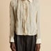 KHAITE Francoise Cotton & Silk Blouse Pleated Shirt Top MSRP 980