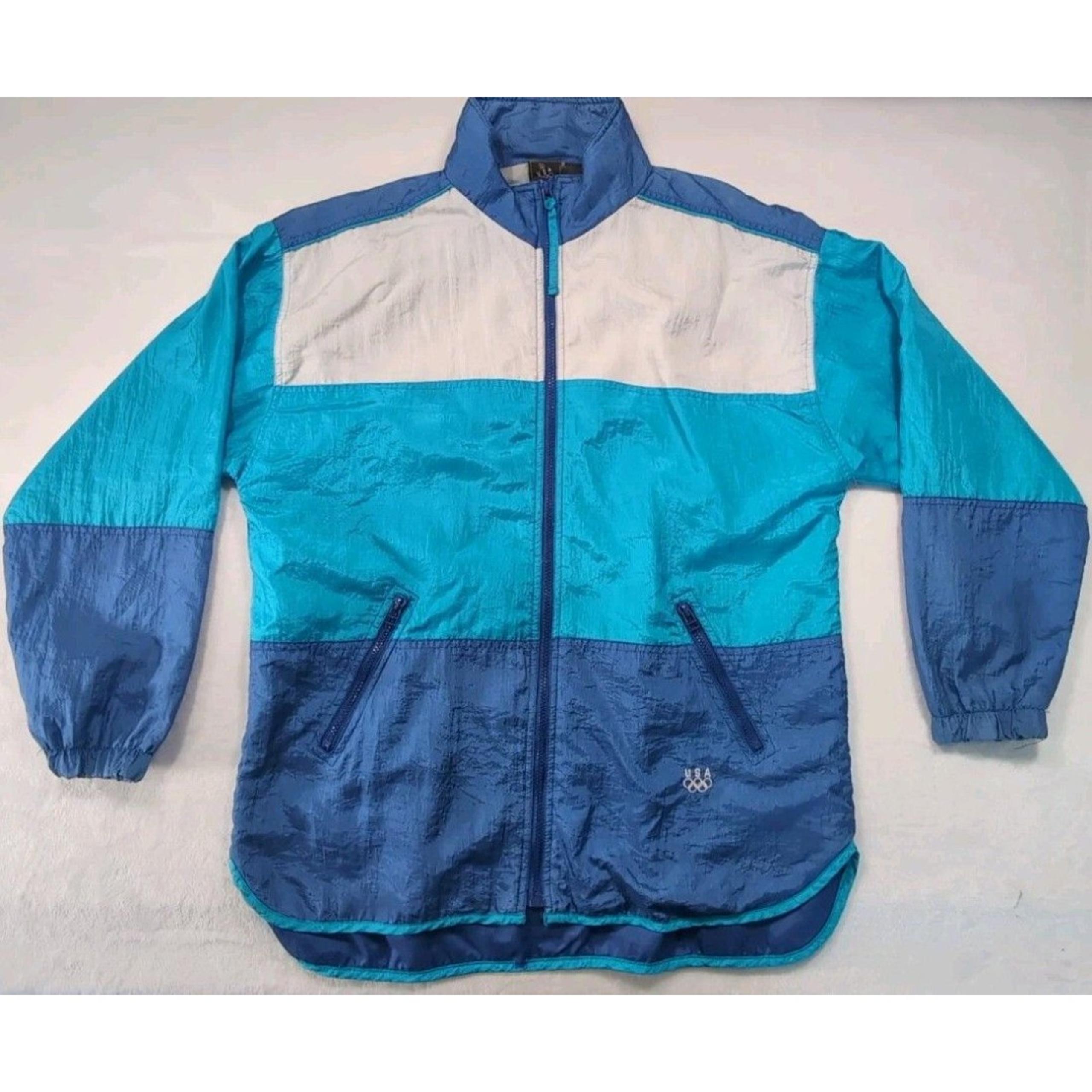 Vintage 90’s USA Olympic Windbreaker Men’s L Jacket JCPenny Color Block Full Zip