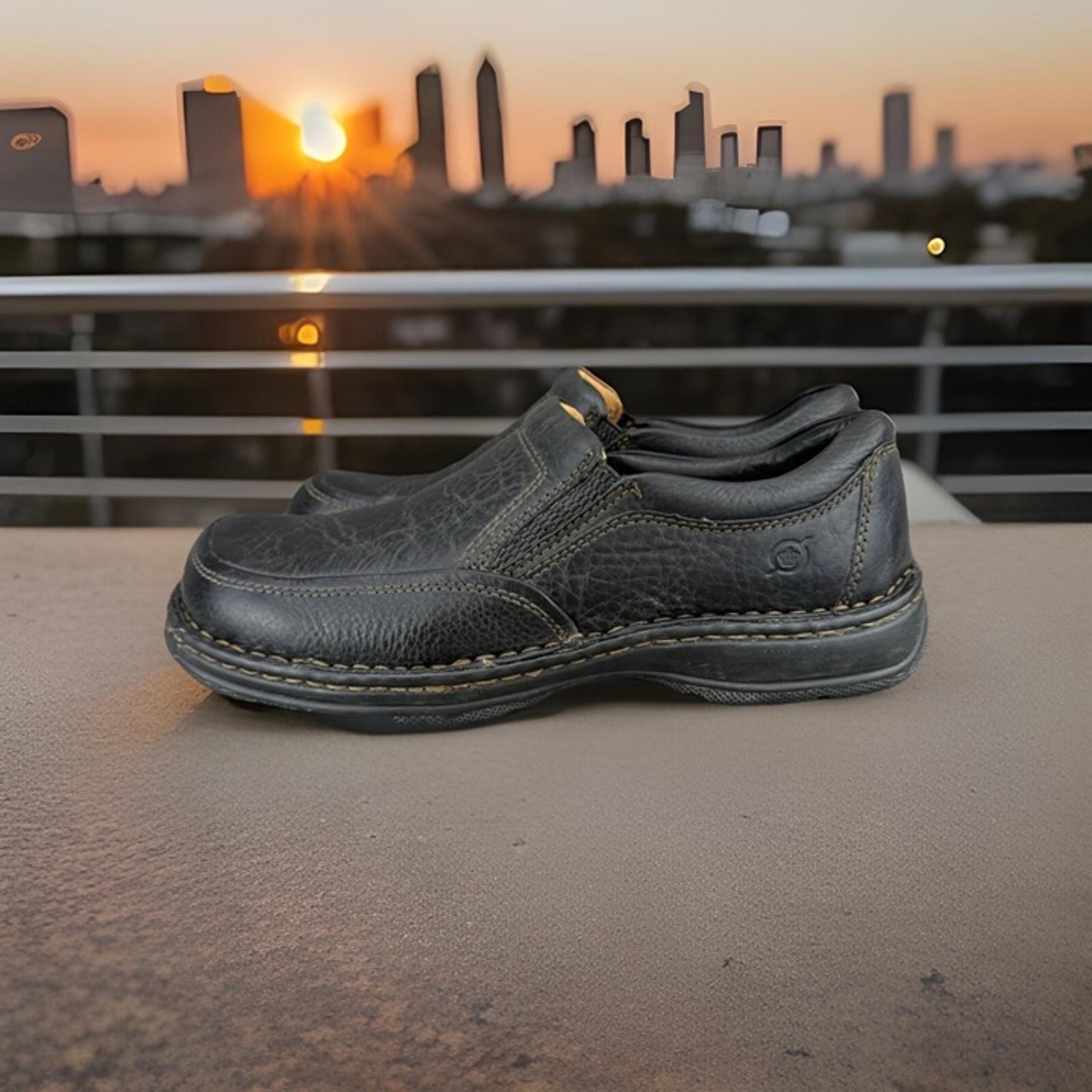 ✅Born Blast II Loafers Mens Size 9.5 Black Leather Moc Toe Comfort Slip On Shoes