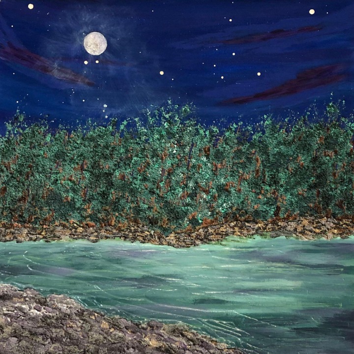 Moonlit Acrylic Painting Moon at Night