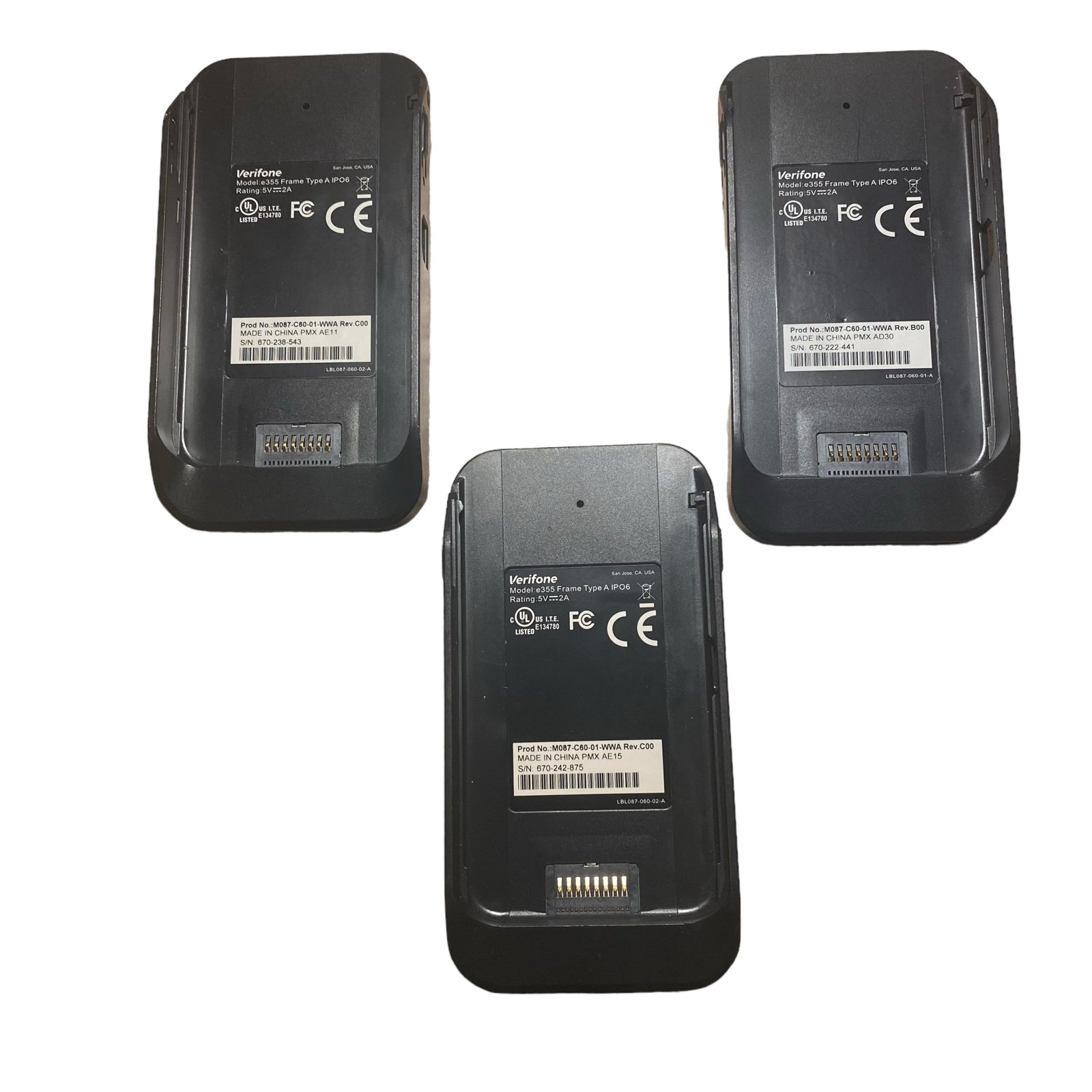 Lot Of 3 Verifone E355 Frames Type A IPO6 Apple iPod M087-C60-01-WWA *SEE PHOTOS