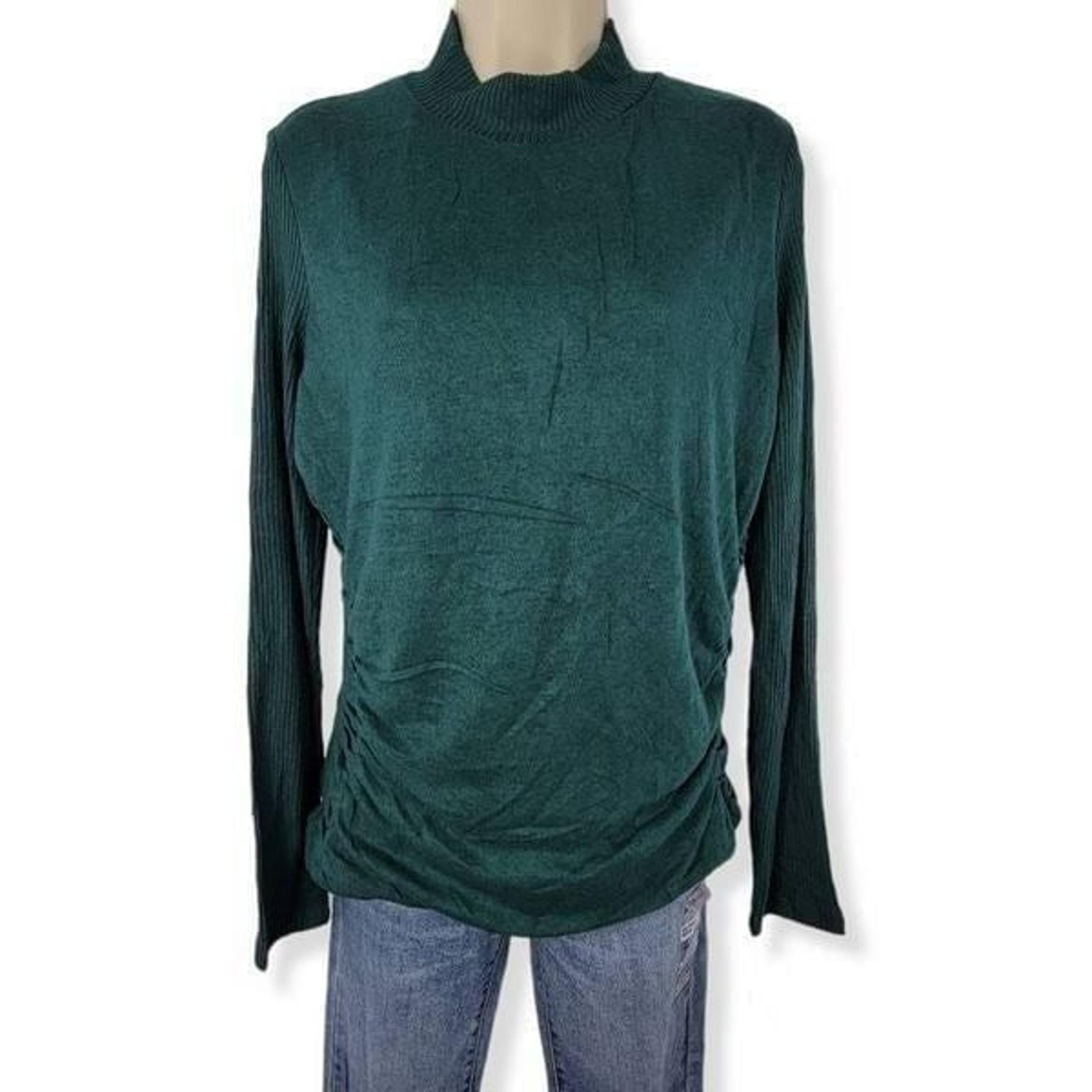BCX Green Mock collar Sweater with side ruching Large Juniors