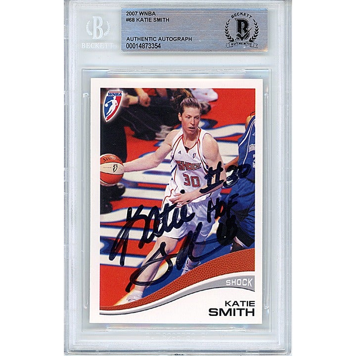 Katie Smith Signed 2007 WNBA Basketball Card Beckett Detroit Shock Autograph BAS