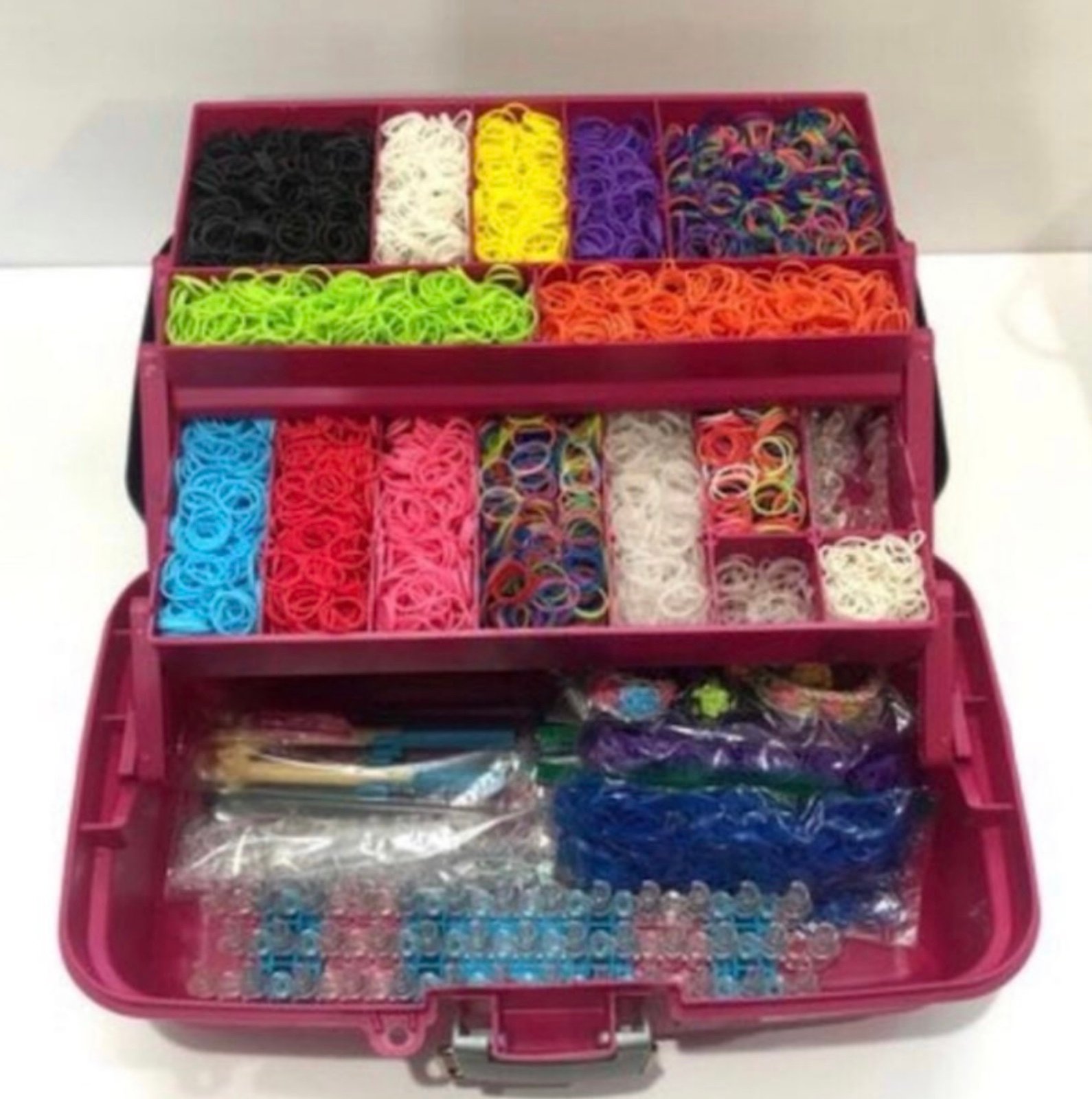 Rainbow Loom Bracelet Maker Complete Bundle Lot (Looms, Bands, Clips, Bracelets)