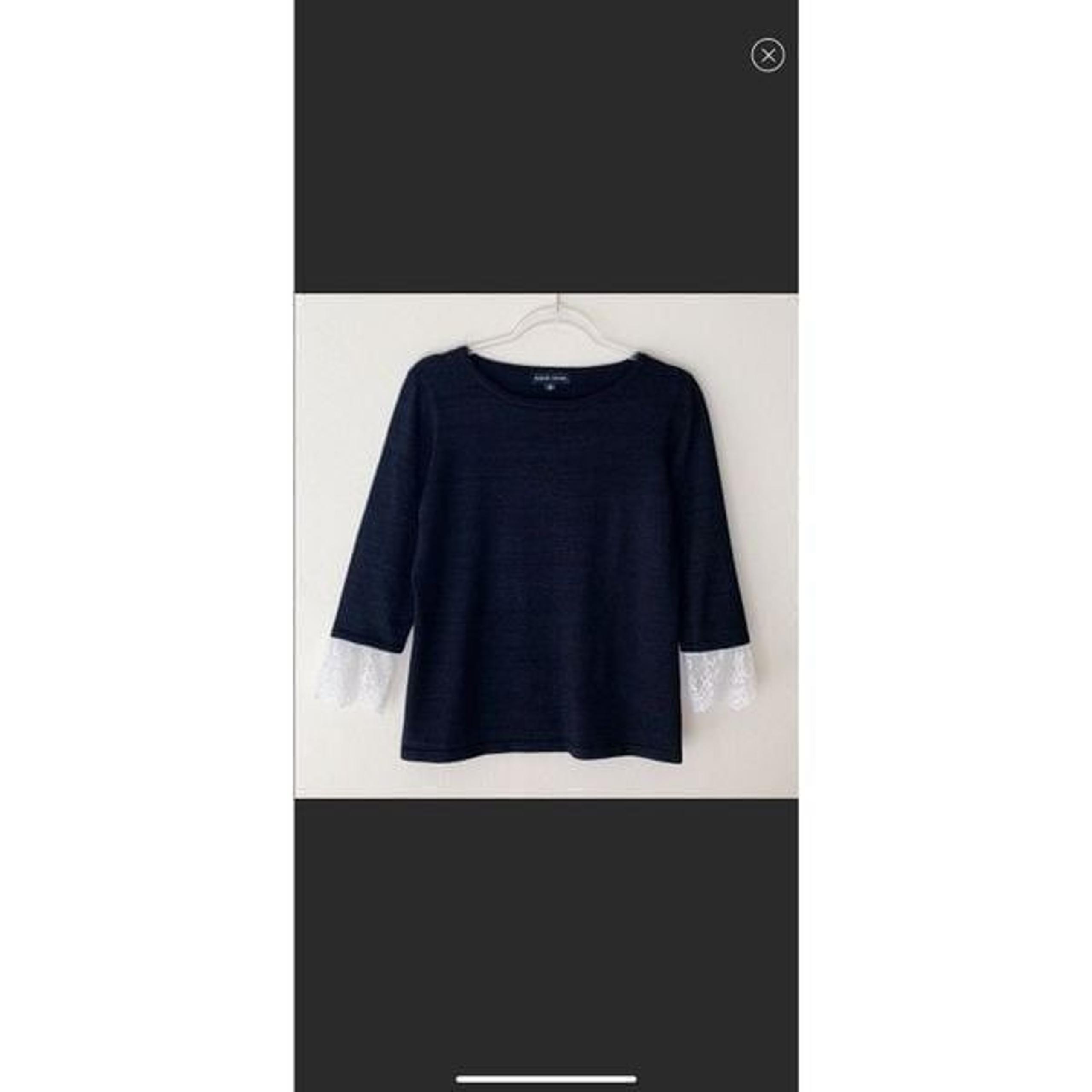 Black Rivet Lace Sleeve Black Top Size M