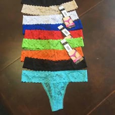 Black Fuchsia lace low rise thongs 9 pc