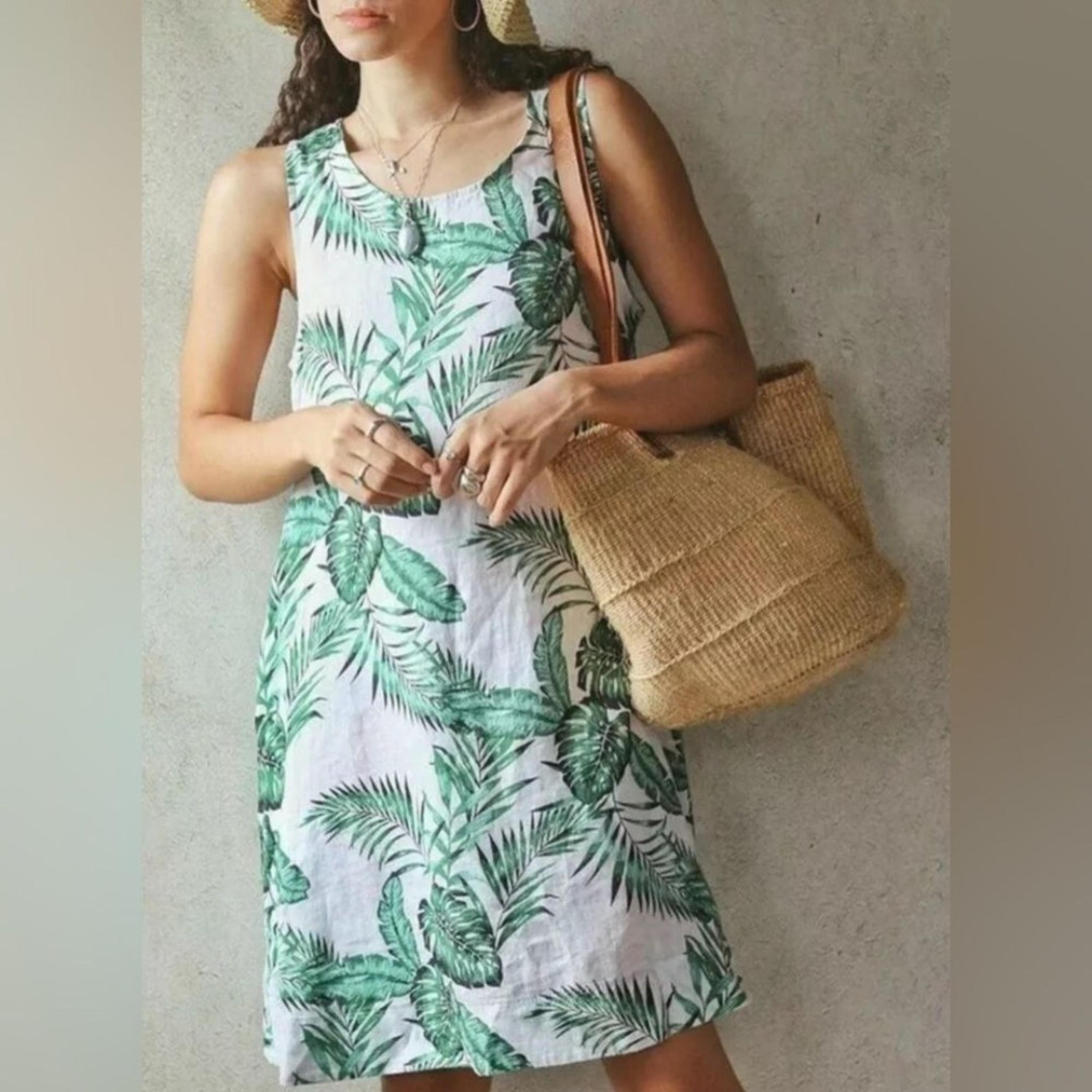 C&C CALIFORNIA Green Leaf Print Sleeveless Midi Dress - Size XS