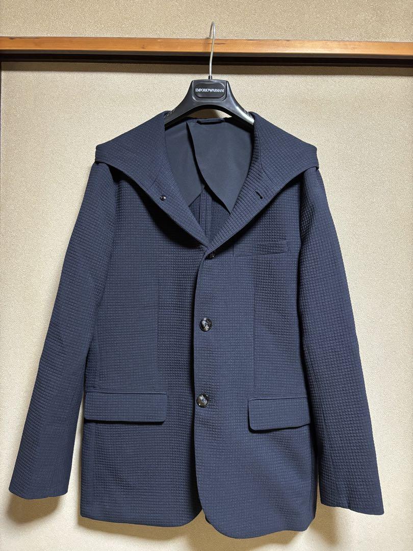【Excellent Condition】EMPORIO ARMANI Men's Navy Hooded Jacket