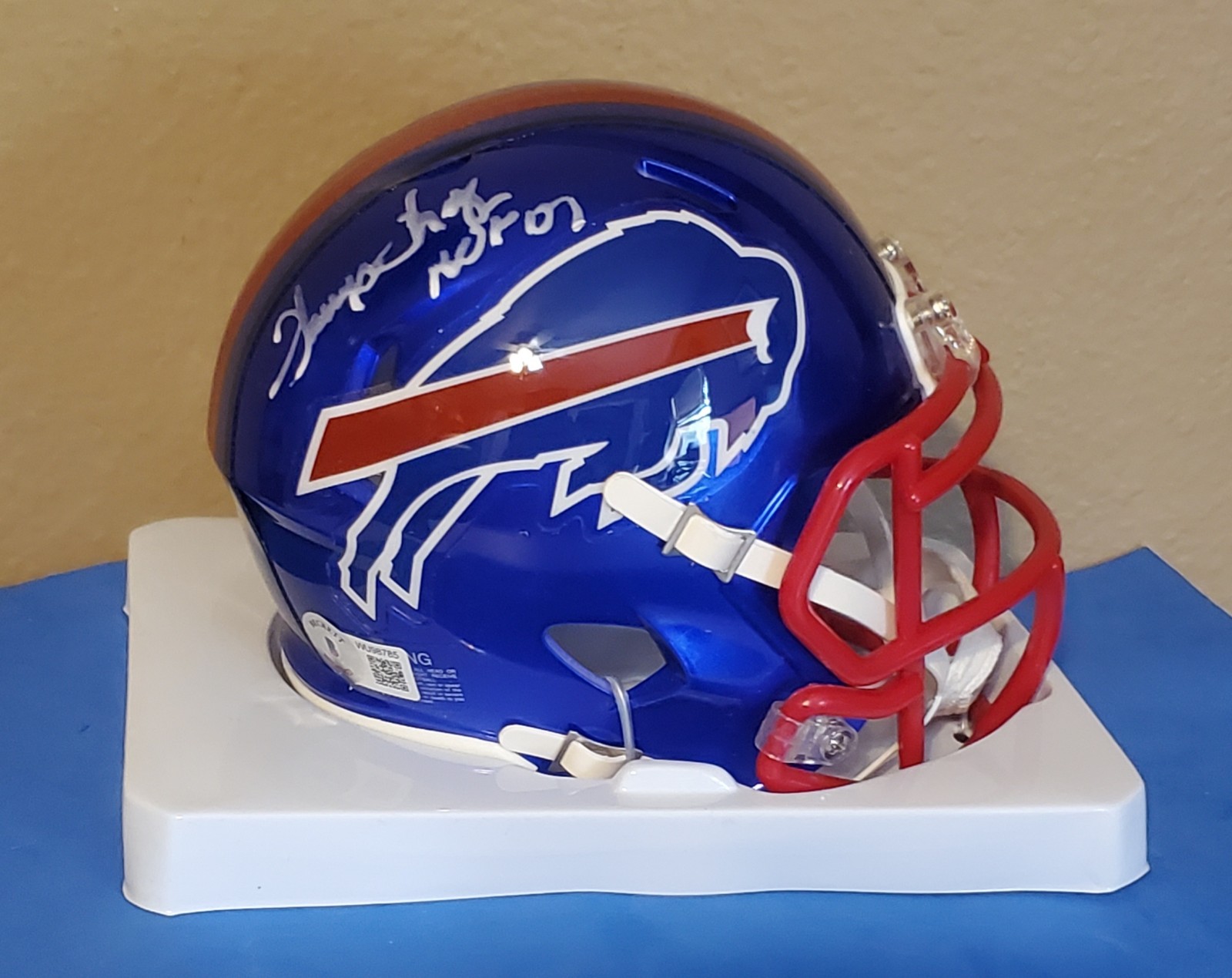 Thurnan Thomas signed Buffalo Bills flash mini Helmet Beckett authenticated