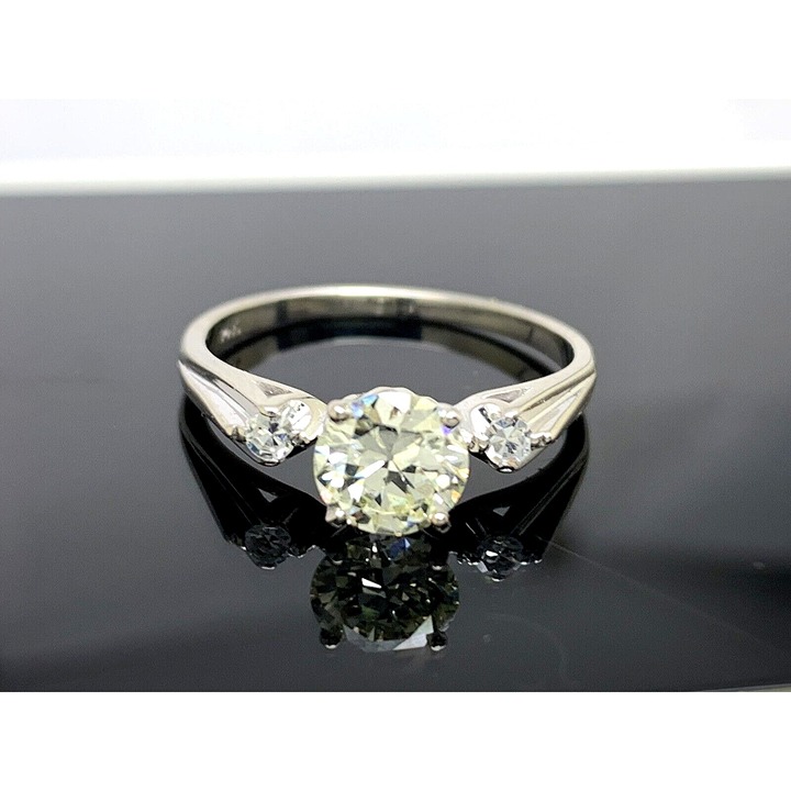 Engagement Ring Diamond 0.90ctw 14k White Gold Round Women's Size 7.5