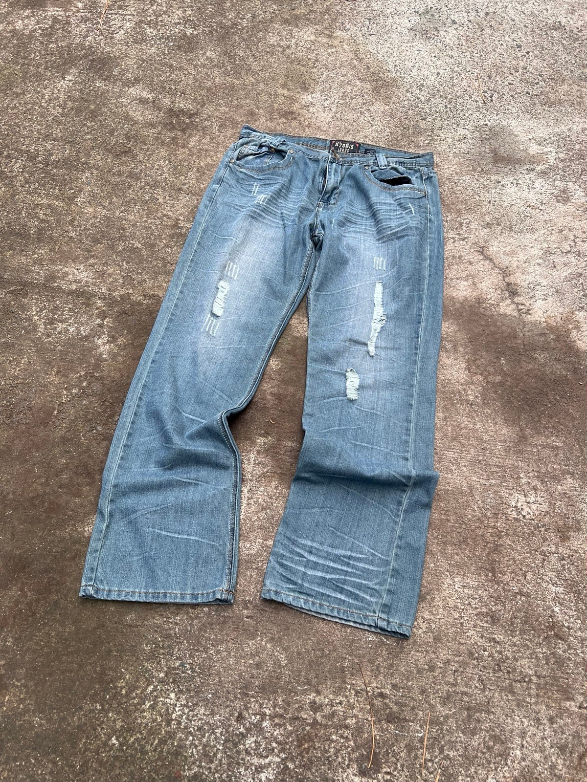 Flared baggy jeans denim washed blue y2k grunge emo gothic