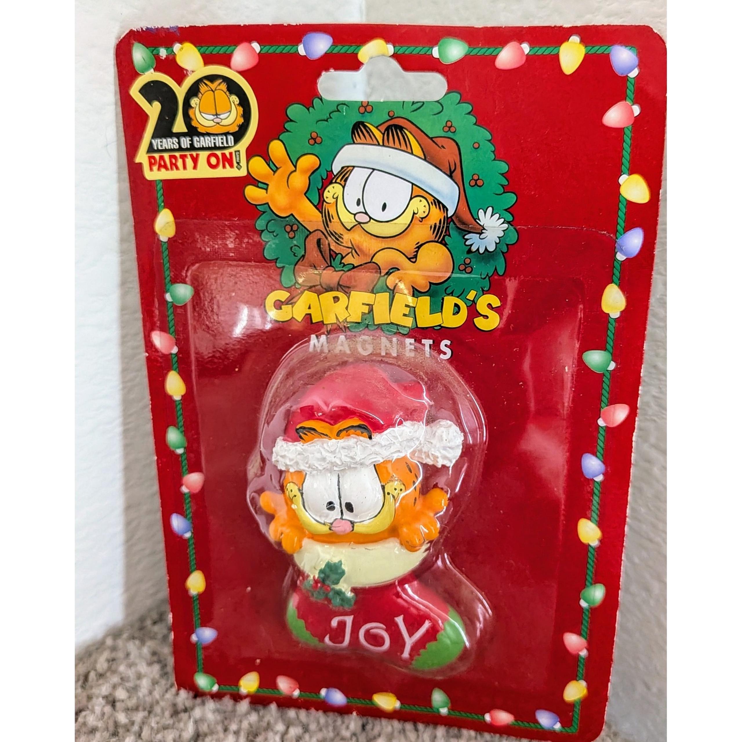 Garfield Christmas Magnet 20 Years Party On Holiday Stocking Joy NIP