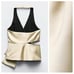 NWT. Zara Soft Gold Satin Effect Tie Halter Neck Top with V-neck. Size L.