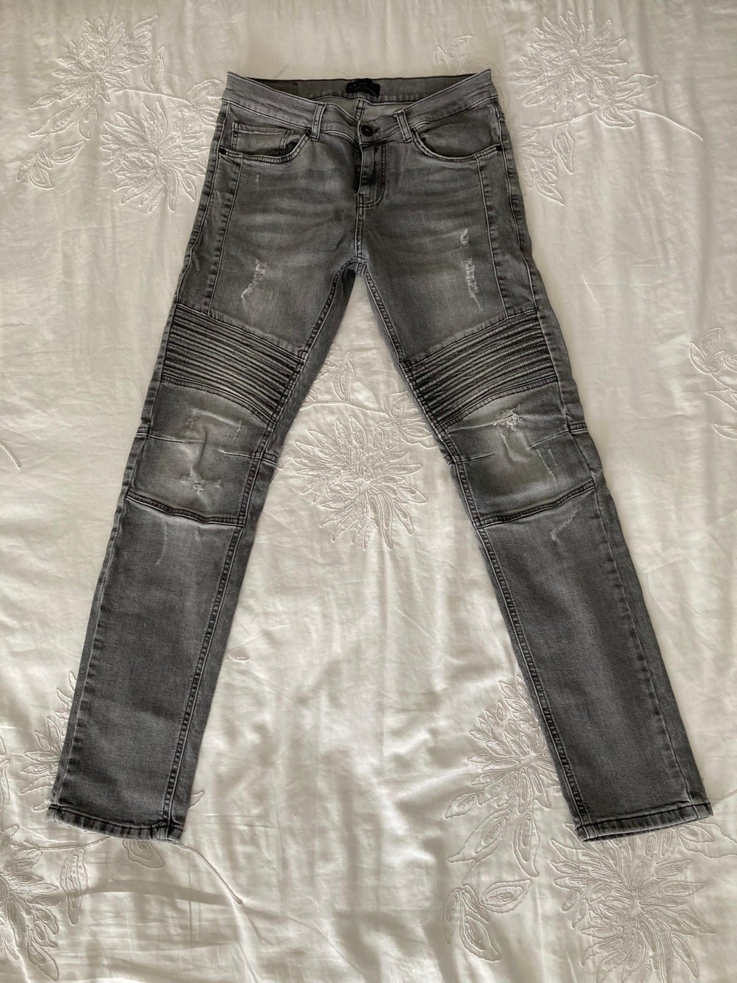 Zara Man Mens Moto jeans in gray size 31