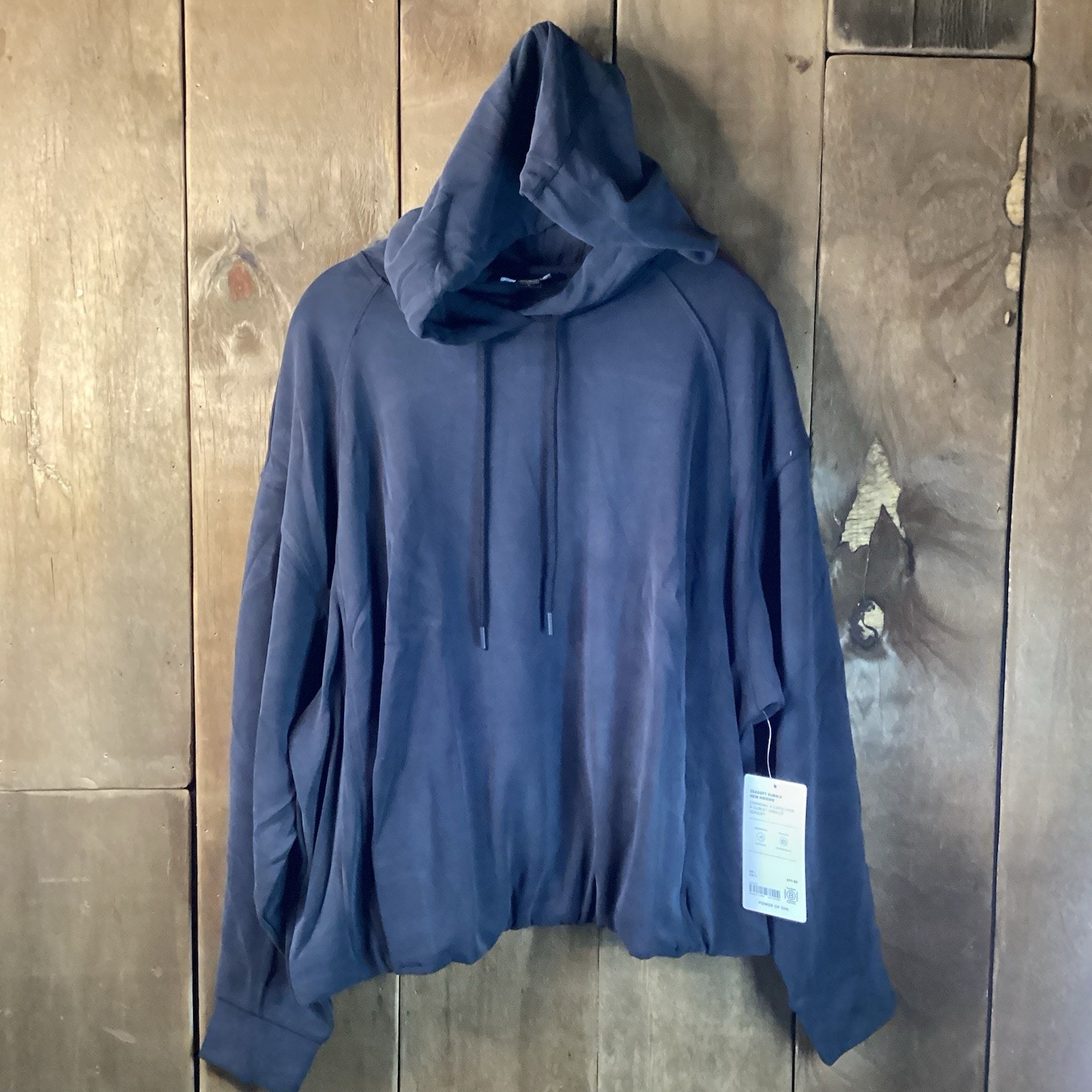 Athleta Sea soft Bubble Hem Hoodie Black/Gray Size Large Women’s