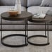 Nesting Coffee Table Small Round Tables Nest Together, Brown, Set of 2