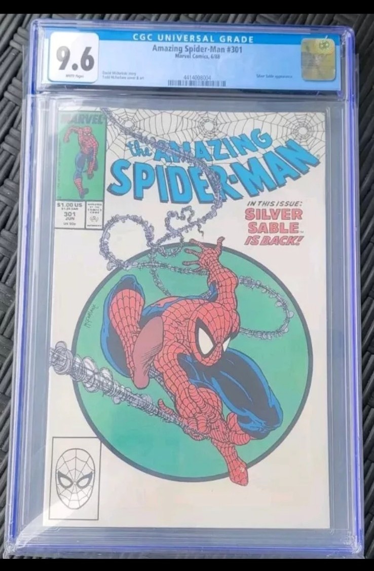 AMAZING SPIDER-MAN #301 CGC 9.6 1988 MARVEL WHITE PAGES TODD McFARLANE COVER