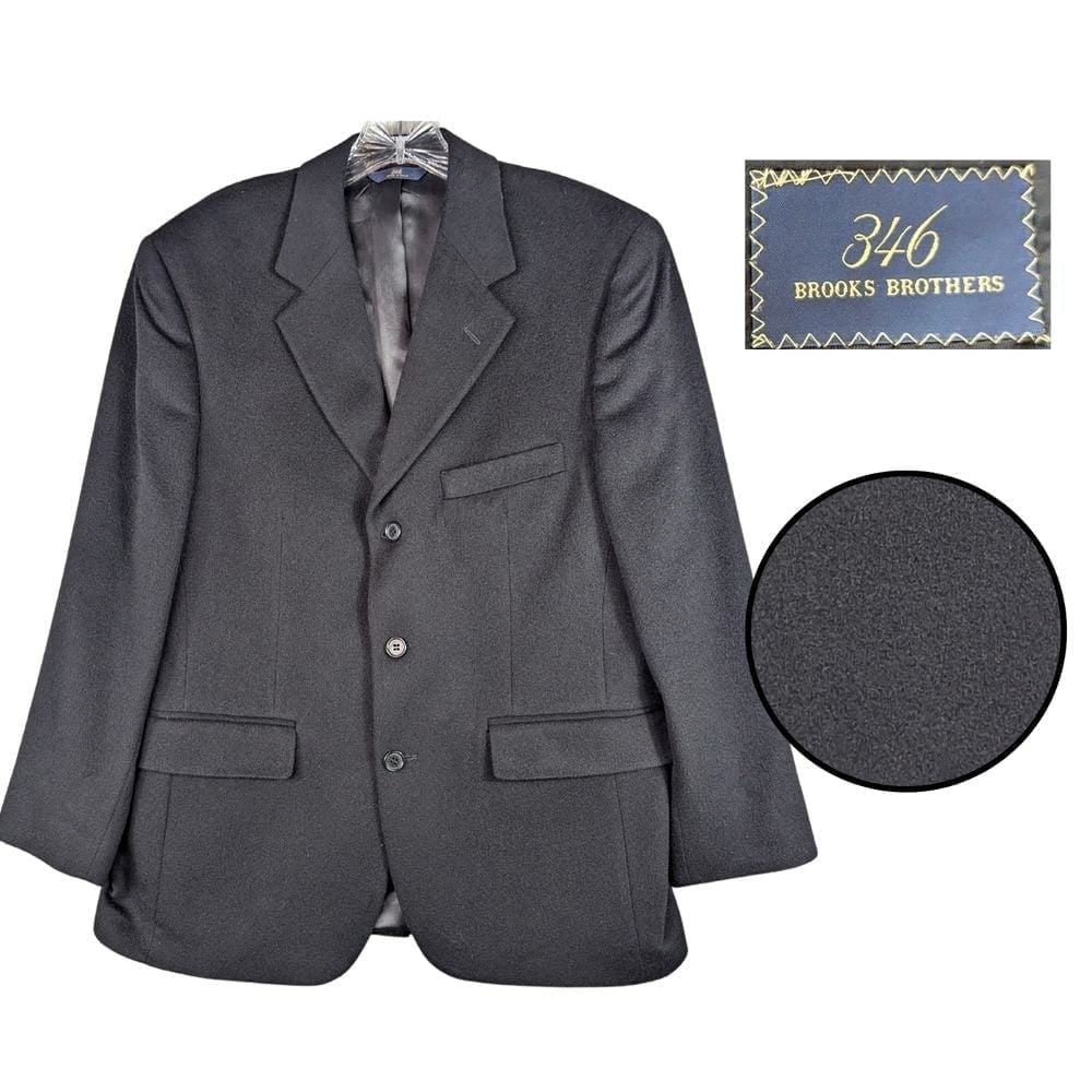 Brooks Brothers 346 Sport Jacket Mens 40S Black Cashmere? Coat Formal Corpcore
