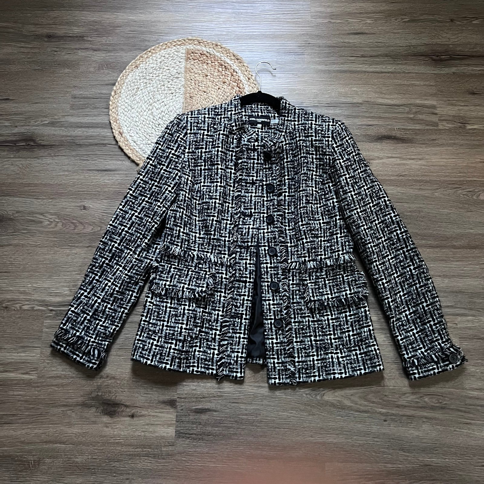 KARL LAGERFELD Womens Tweed Jacket/Blazer
